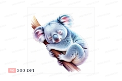 Sleeping koala on branch tree cute Product Image 1