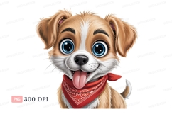 Adorable puppy wearing red bandana cartoon cute Product Image 1