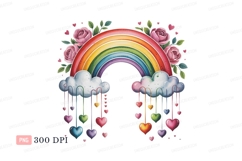 Rainbow hearts clouds roses pink Product Image 1