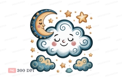 Sleeping moon cloud stars night Product Image 1