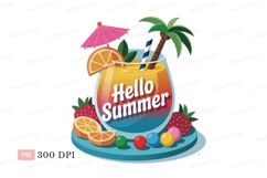 Tropical drink with fruit and umbrella summer orange Product Image 1
