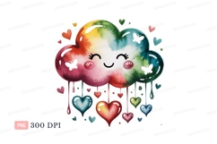 Happy rainbow cloud with hearts and butterflies image Product Image 1