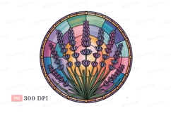 Lavender stained glass floral art image Product Image 1