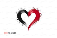 Red black heart brush strokes image Product Image 1