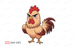 Angry cartoon rooster bird poultry Product Image 1