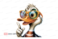 Cartoon duck wearing orange glasses beak Product Image 1