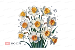 White orange daffodils bouquet flowers Product Image 1