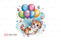 Orange tabby kitten holding balloons image Product Image 1