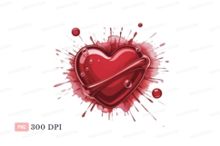 Red Heart Splatter Clipart P N G liquid drops Product Image 1