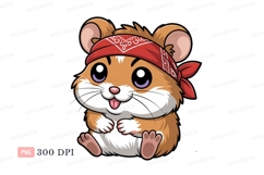 Cute hamster bandana clipart P N G rodent animal Product Image 1