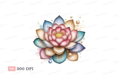 Pastel Lotus Flower With Pearls And Splashes pink blue Product Image 1