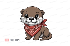 Cute otter wearing red bandana animal cartoon Product Image 1
