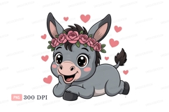 Cute donkey wearing flower crown animal Product Image 1