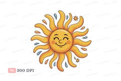 Happy sun with water drops smiling yellow Product Image 1
