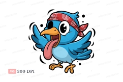 Blue bird with red bandana and long tongue image Product Image 1
