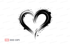 White heart brushstrokes splashes black Product Image 1