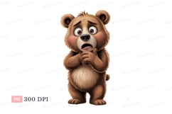 Worried brown bear clipart P N G scared cartoon Product Image 1
