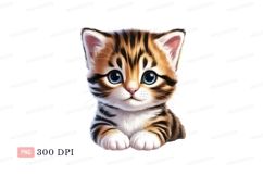 Adorable Tabby Kitten With Big Blue Eyes feline cute Product Image 1