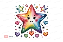 Happy rainbow star with hearts cute Product Image 1