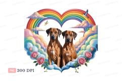 Dogs rainbow clouds roses clipart P N G birds Product Image 1