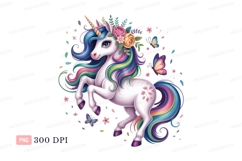 Magical unicorn with rainbow mane and flowers tail Product Image 1