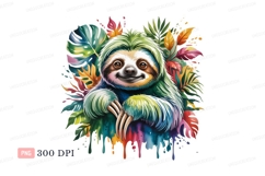 Colorful jungle sloth leaves tropical Product Image 1