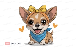 Adorable chihuahua dog with bandana and bow puppy cute Product Image 1