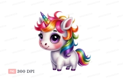 Adorable unicorn with rainbow mane tail horn Product Image 1