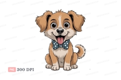 Happy brown puppy wearing bowtie canine white Product Image 1