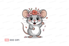 Adorable mouse wearing floral crown waving rodent animal Product Image 1