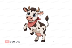 Brown spotted cow wearing red bandana animal mammal Product Image 1