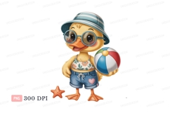 Adorable duckling ready for beach fun summer vacation Product Image 1