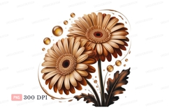 Golden brown gerbera flowers with droplets image Product Image 1
