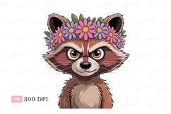 Raccoon wearing floral crown animal flower Product Image 1