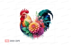 Vibrant rooster adorned with colorful flowers chicken Product Image 1