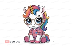 Cute unicorn wearing glasses and plaid shirt image Product Image 1