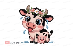 Cute cow piglet floral crown image Product Image 1