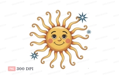 Smiling sun with starry sky yellow orange Product Image 1