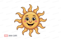 Smiling sun character with rays happy yellow Product Image 1