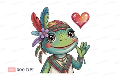 Cute frog wearing feathers and jewelry animal cartoon Product Image 1