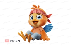 Orange chick wearing bandana and jeans blue Product Image 1