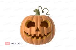 Orange carved pumpkin with green stem halloween jackolantern Product Image 1