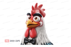 Cartoon chicken wearing bow tie bird poultry Product Image 1