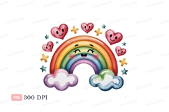 Happy rainbow hearts stars clouds image Product Image 1