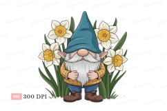 Gnome with daffodils flower spring Product Image 1