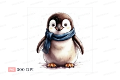 Cute penguin wearing blue scarf baby animal Product Image 1