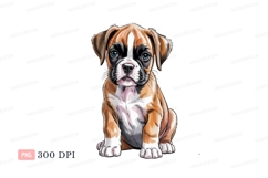 Adorable boxer puppy sitting canine animal Product Image 1