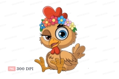 Cute chicken wearing flower crown bird fowl Product Image 1