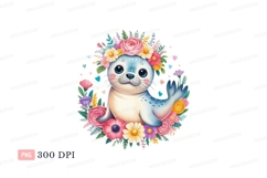 Cute seal with floral crown animal Product Image 1