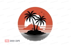 Sunset island palm trees birds image Product Image 1